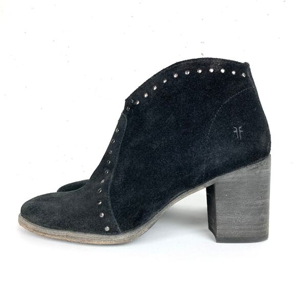 Frye Womens Nora Stud Side Zip Ankle Booties Black Suede Size 6 - Picture 4 of 9